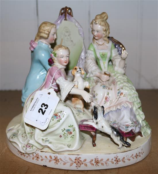 A Continental porcelain figure group(-)